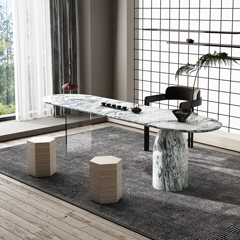 

"Crystal-Transparent Table Set - Space-Expanding Italian Marble Legs, Custom Small Kitchen Dining with Easy Wipe"