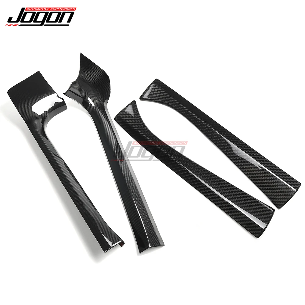 4PCS Carbon Fiber Car Inner Door Anti-kick Sill Pillar Dashboard Side Panel  Trim For Corvette C8 Stingray Coupe HTC 2020-2024