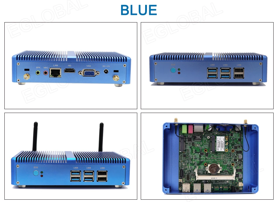 EGLOBAL Cheap Fanless Mini PC Intel Core i3 i5 4*USB 3.0 HDMI VGA 1 DDR3/DDR4 RAM slot Compact Computer WIFI Bluetooth