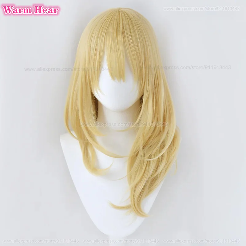 Emma Sano Synthetic Anime Cos Long 65cm Golden Wig Sano Emma Heat Resistant Hair Halloween Party Carnival Role Play + A Wig Cap