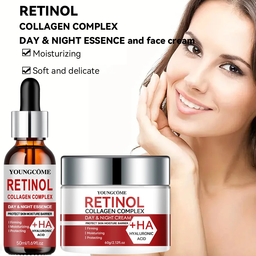 Retinol Moisturizing Repair Cream and Serum Set with collagen and Vitamin E, firm and nourishing skin, gentle and non-irritating