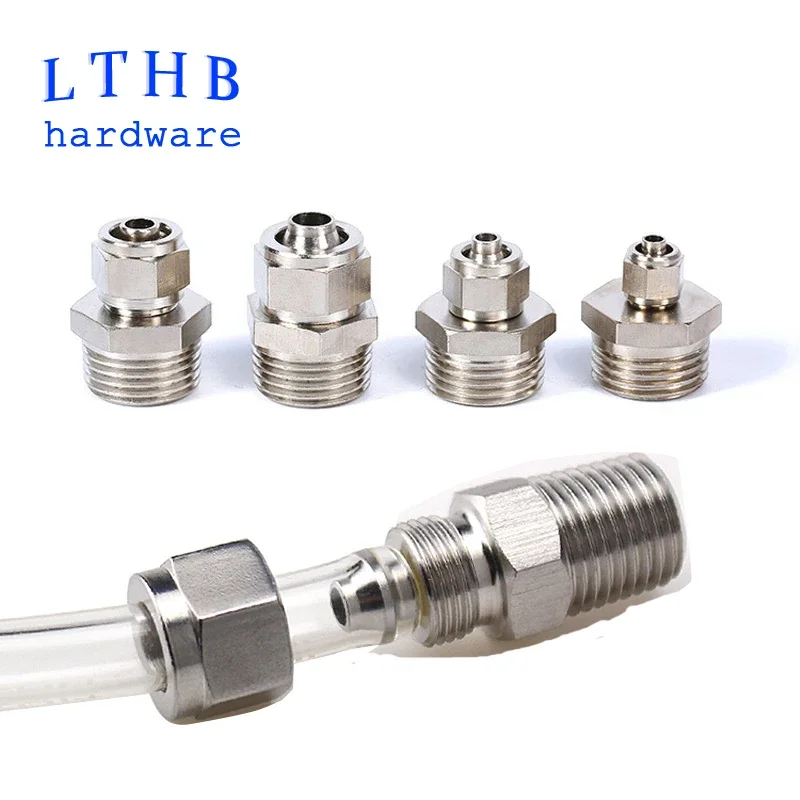 Złącze pneumatyczne Adapter szybkiej śruby Miedź niklowana PC6 8 10mm Szybkie złącze skręcane Gwint męski 1/8 1/4 Złączki węża