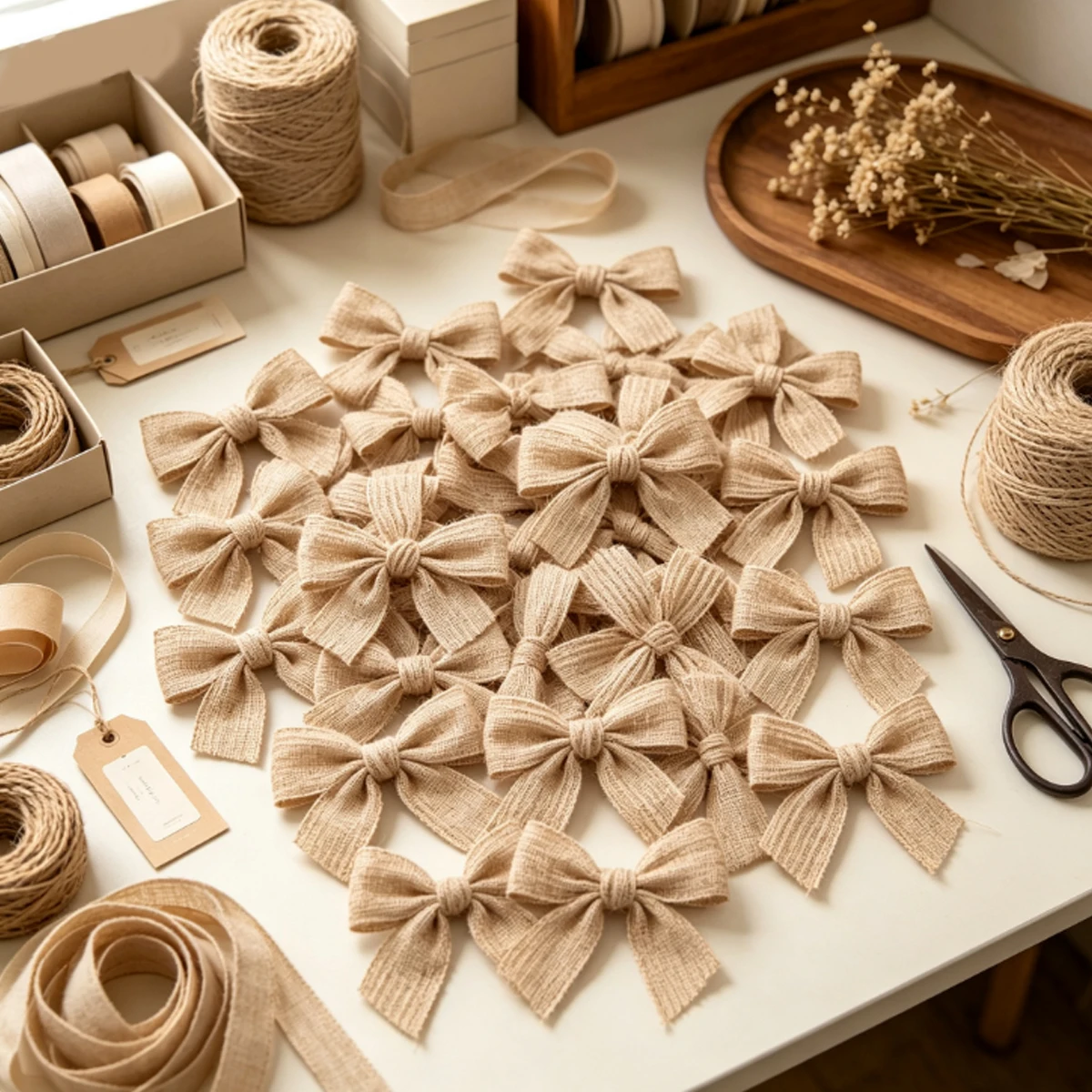 98Pcs Mini Rustic Jute Bow Embellishments, Farmhouse Style Present Toppers And Holiday Tree Decor Set For Country ZSY