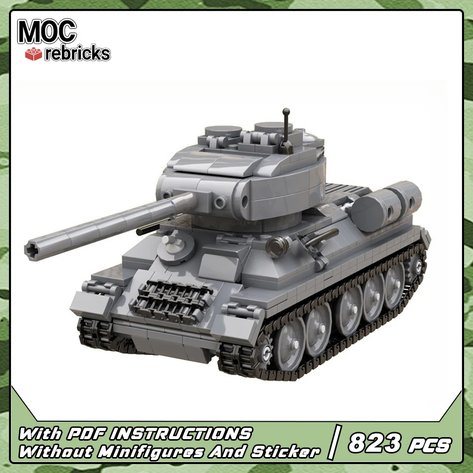 

Военная серия, бронированная T-34/85 – WW2, советская модель среднего танка, креативные кирпичи, MOC, пехотные строительные блоки, набор игрушек, подарки