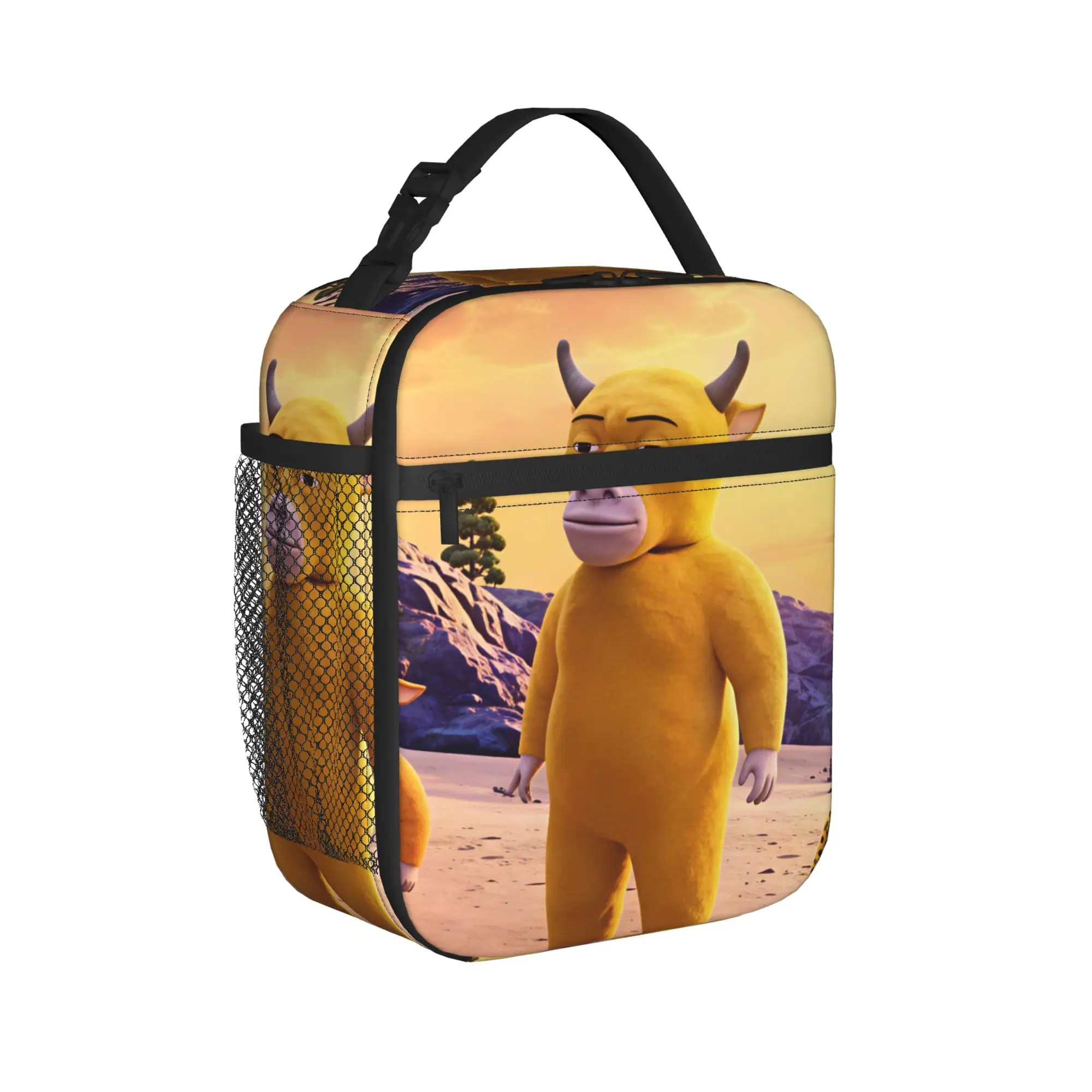 Funny Niu Lai Cow Lunch Bag  Cute Lunch Box School Convenient Tote Food Bags For Child Oxford Graphic Design Cooler Bag