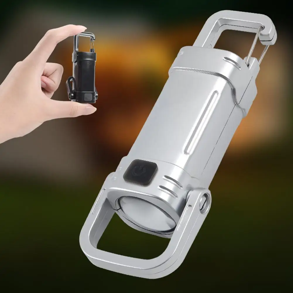 Powerful Mini COB LED Keychain Flashlight USB Rechargeable With Hook For Outdoor Night Camping Walking Light Emergency Lamp