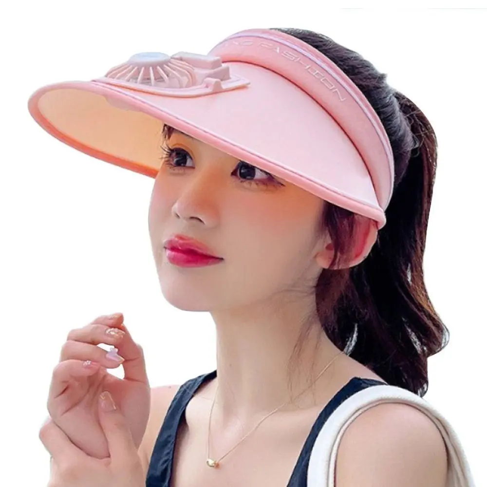 Portatile con ventola Cappello da sole a tesa larga Protezione UV Cappello Panama Visiere regolabili traspiranti Uomo Donna
