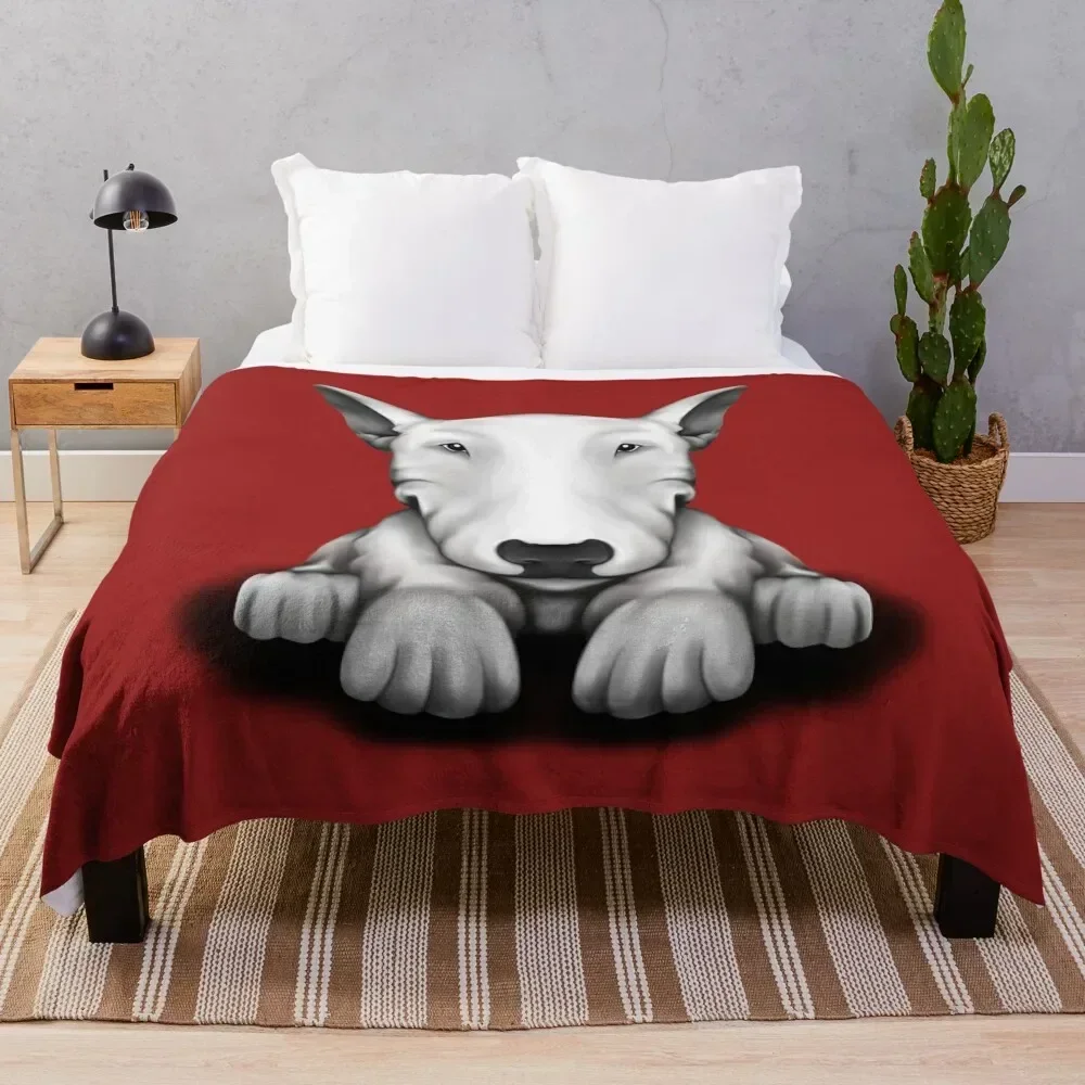 

Front Sit English Bull Terrier Throw Blanket Soft Big Vintage for winter Softest Blankets