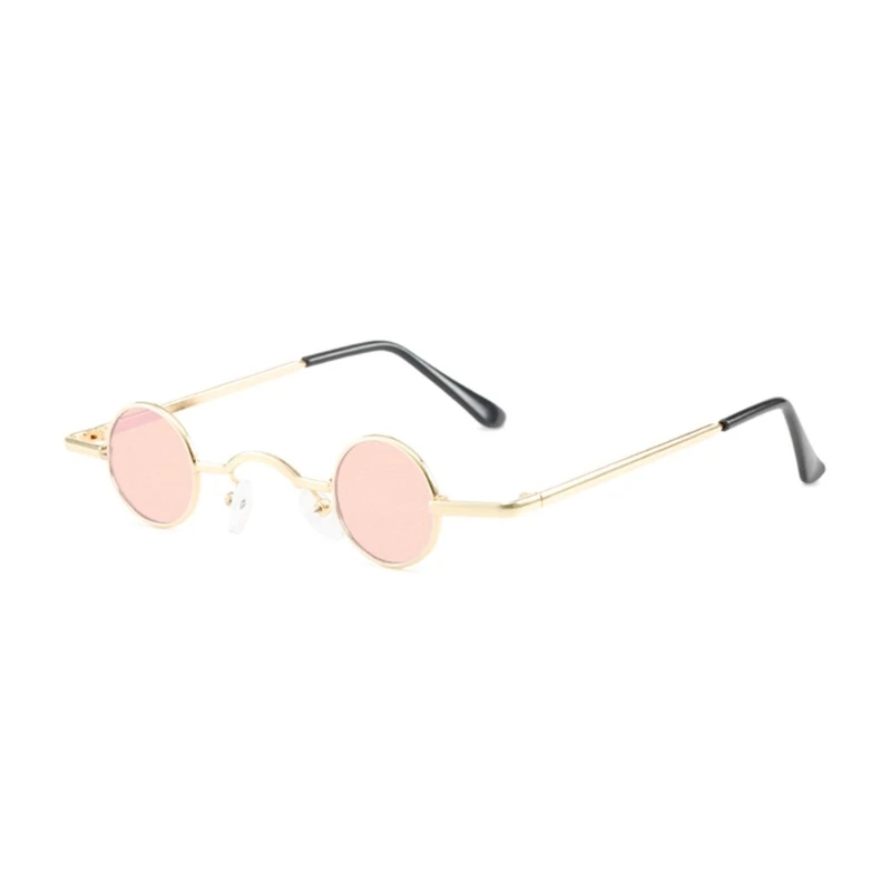 Round Vintage Sunglasses Colored Lens Small Frame for Women Girlfriend Taking Photo Props Fashion Decoration