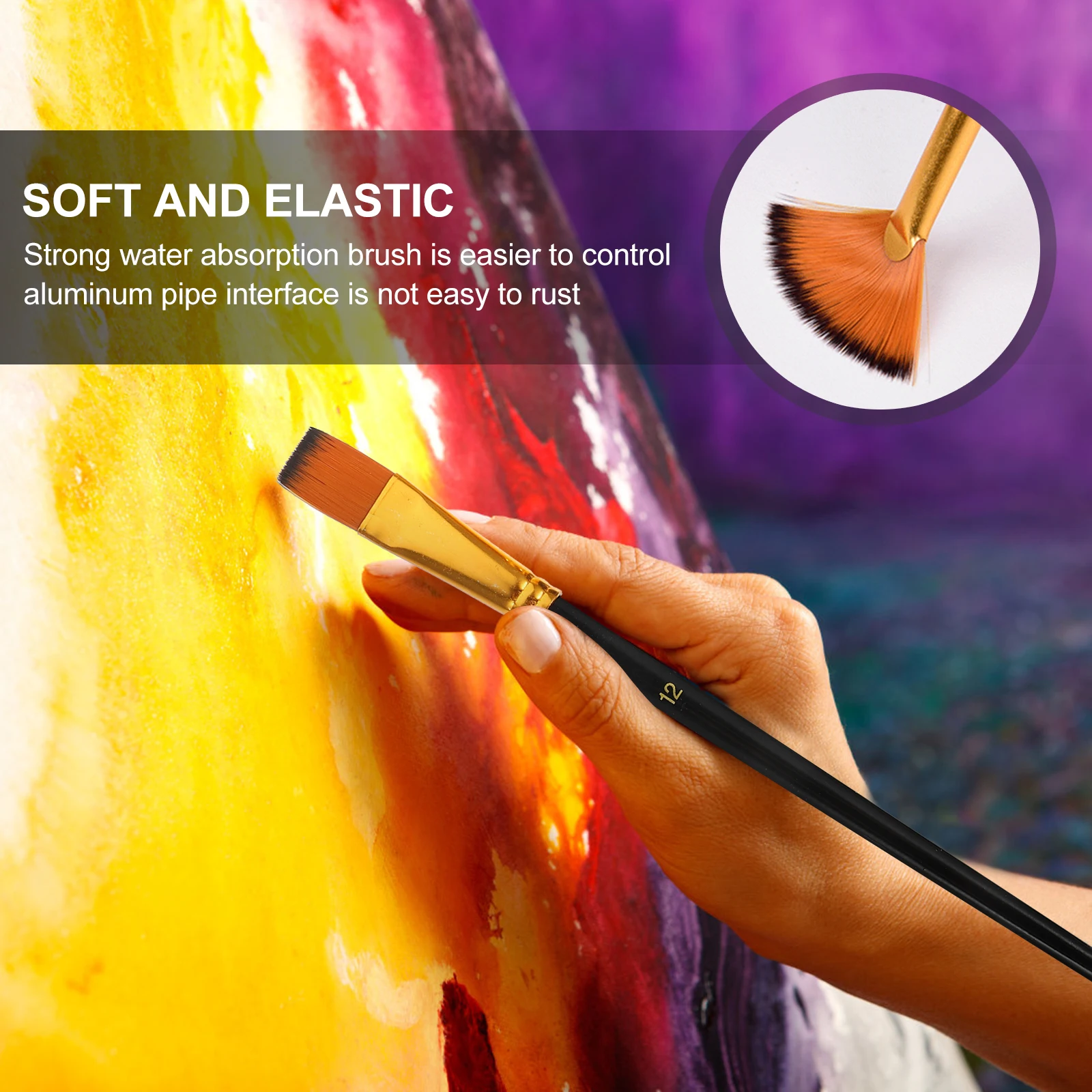 

10 Pcs Watercolor Brushes Student Paintbrushes Aluminum H Wooden Base Art Supplies Oil Gouache Acrylic Painting Set