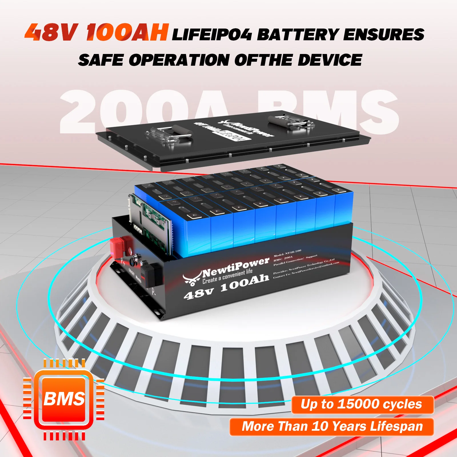 48V 100Ah Lithium Iron Phosphate Golf Cart Battery Deep Cycle LiFePO4 Battery, 50-Mile Extended Range, Space-Saving Design for Golf Buggy