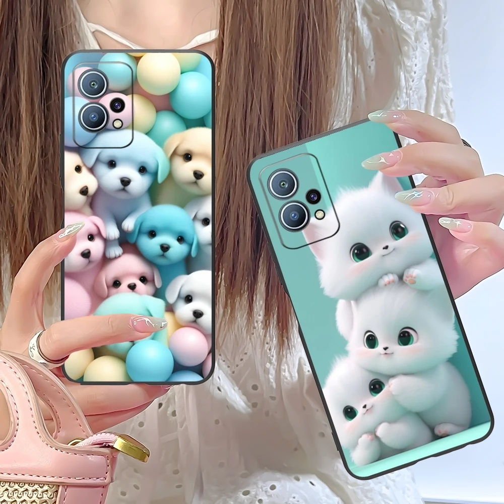 Cute Puppy Cat Fashion Mobile Cell Phone Case for Huawei P60 P50 P40 P30 P20 P10 P9 P8 Pro Lite Plus Black Phone Cover Shell