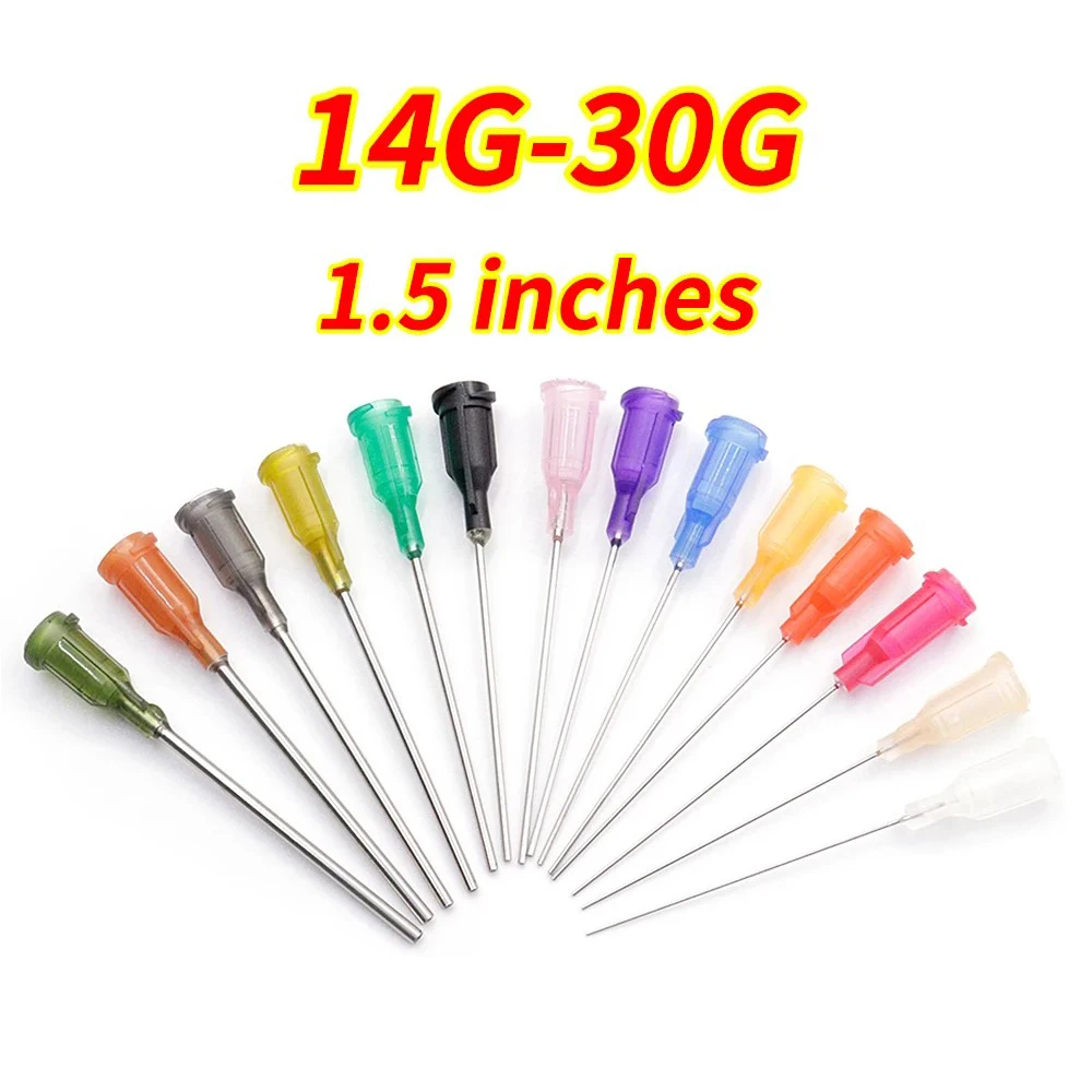 

50/100PCS Blunt Tip Dispensing Needle 14G-30G 1.5 Inch(38mm) Luer Lock for Glue, Epoxy, Oil, Liquid Filling, Industrial Use