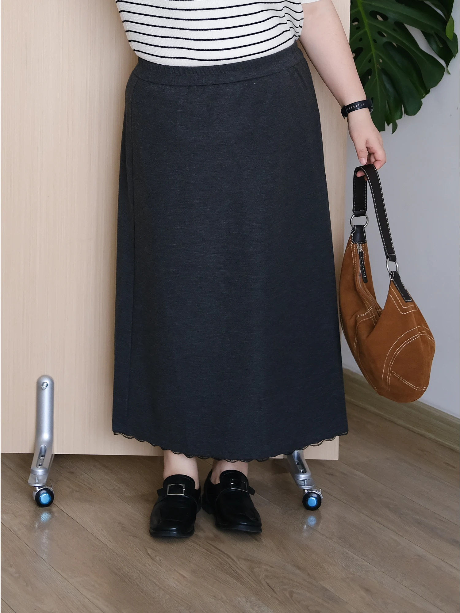 

Юбка Zooobaby0908 в корейском стиле с высокой талией, А-силуэт, с кружевными вставками, однотонная, удлиненная, утягивающая, для повседневной носки