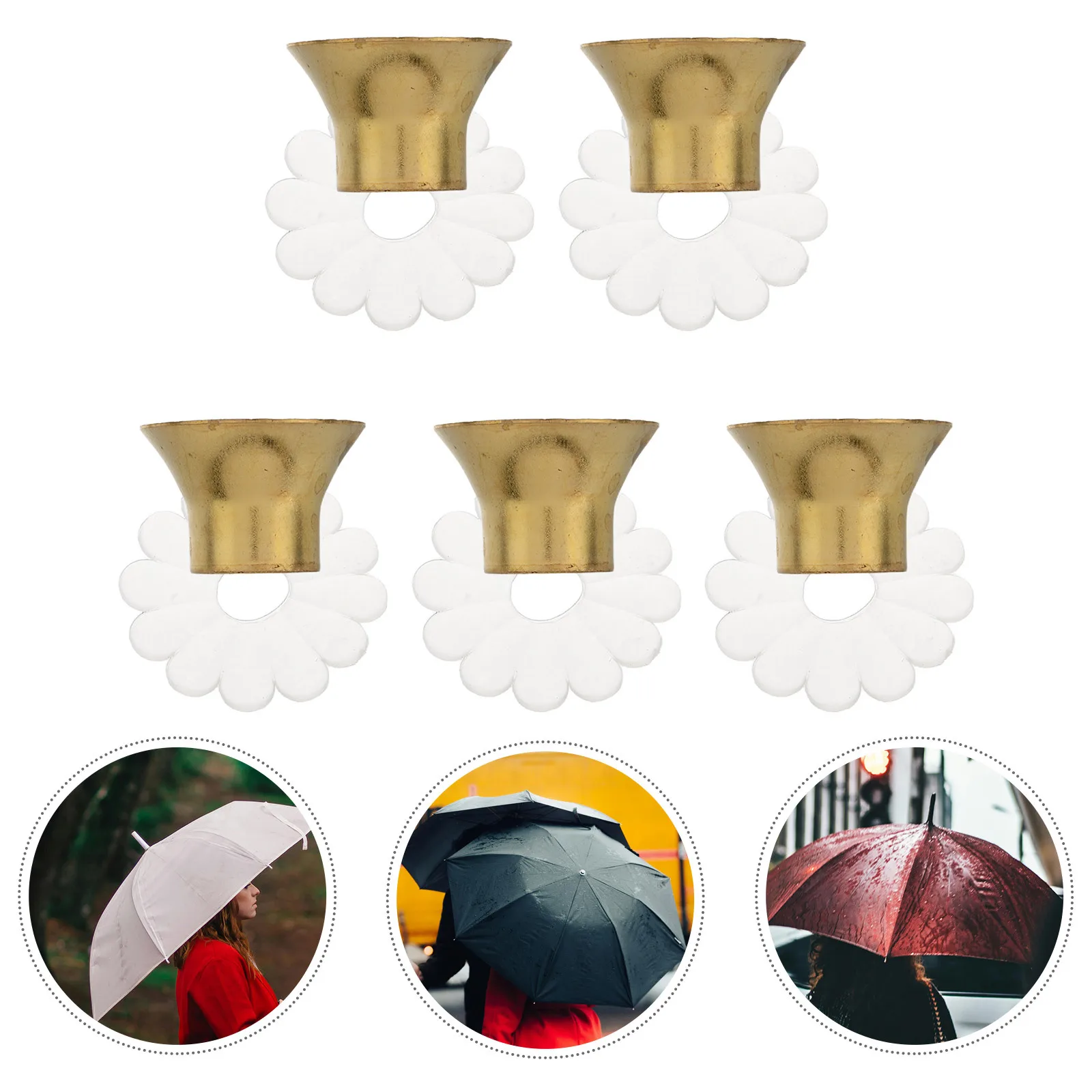 

5 set Tip Cap Metal Replacement Flower Gasket Waterproof Durable Protection For Umbrella Pole Repair Rain Sun Umbrella