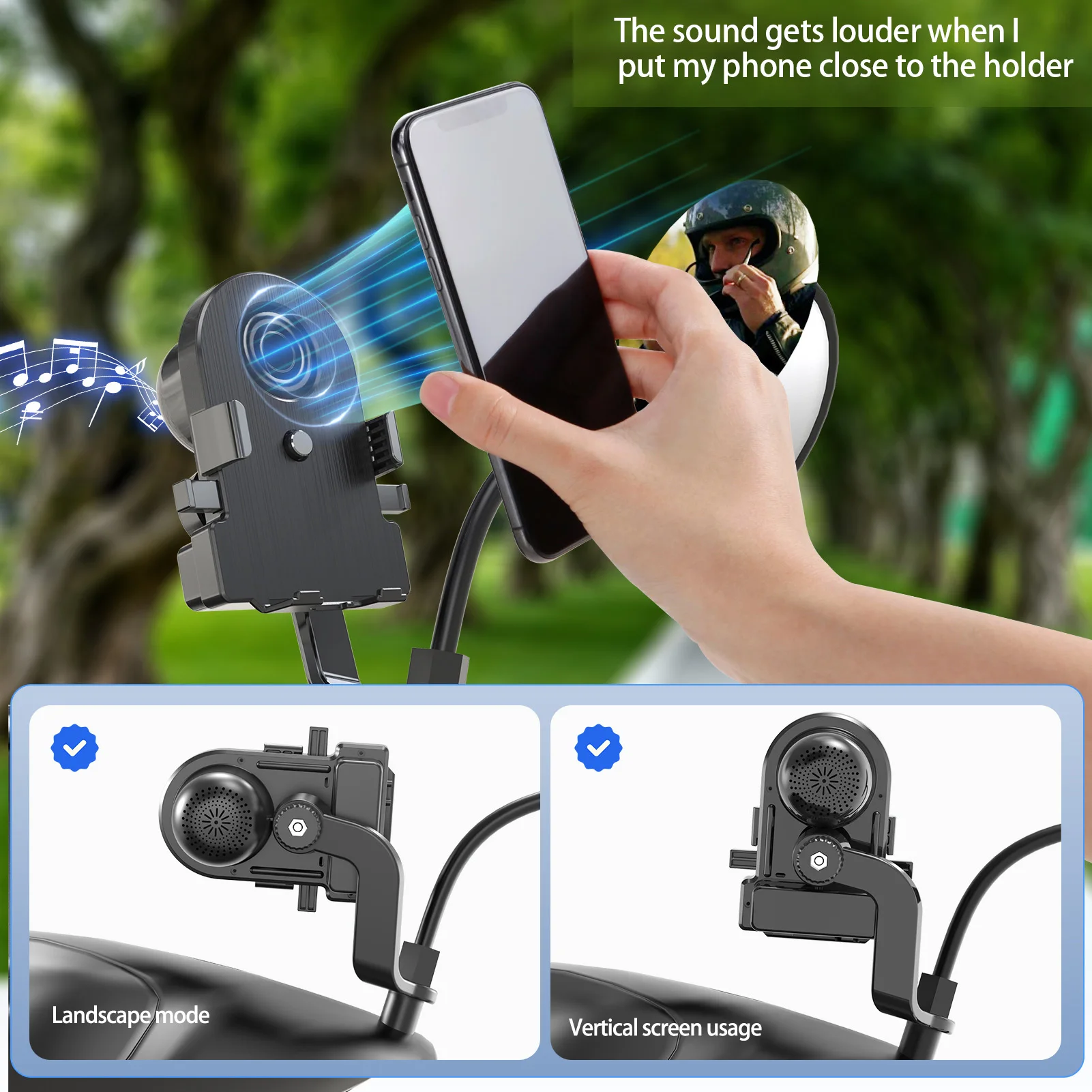 

Anti-slip Bike Phone Holder with Bluetooth Speaker Adjustable Phone Mount Bracket for Outdoor Bicycles and Mountain Bikes
