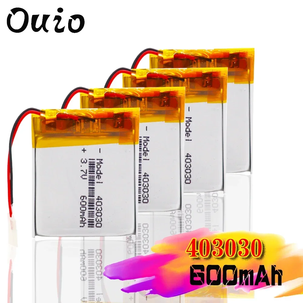 1/2/4x 3.7v Lithium Ion Battery Rechargeable 403030 600mAh Li-ion Polymer Batteries Power Bank Alarm Detector Bateria Replace