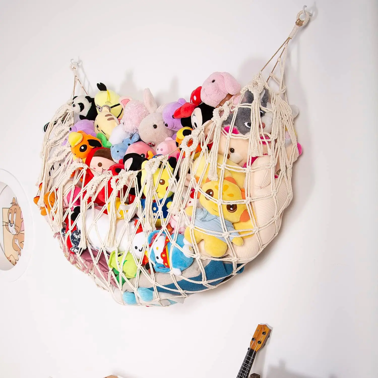 Macrame Stuffed Animal Storage Net for Wall Hanging Plush Toy Organizer with Tassels view 6