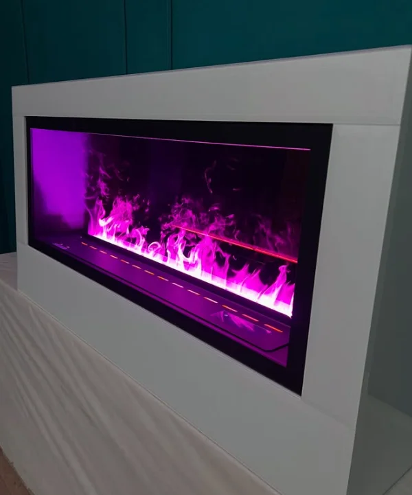 Freestanding 3D Linear Electric Fireplace Adjustable Flame Brightness Modern Black Water Vapor Fireplace For Home Decoration
