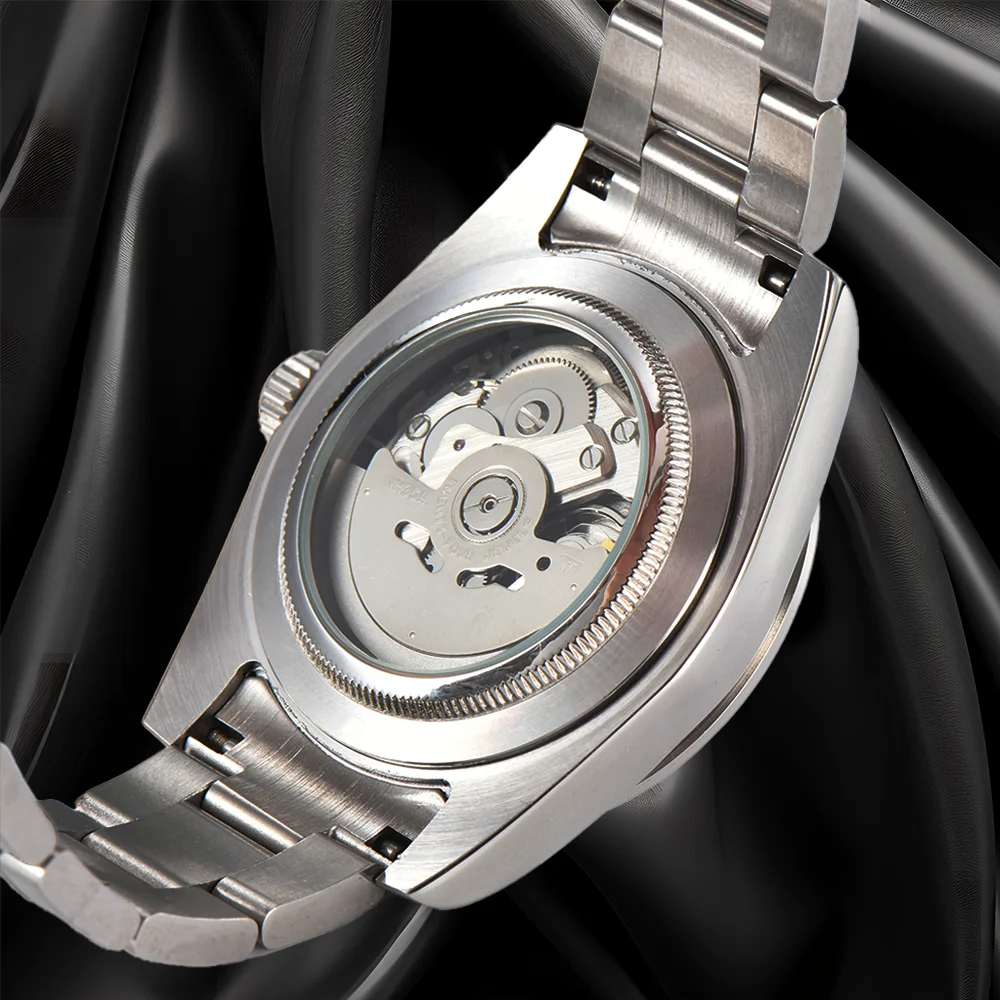 39 مللي متر NH35 ساعة رجالي الشؤون التجارية "DC" شعار الغوص الحركة التلقائية 316L الفولاذ المقاوم للصدأ الزجاج المعدني مقاومة للماء
