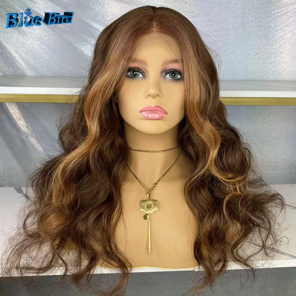 BlueBird Long Body Wave Baylayage Color 13x4 Futura Synthetic Lace Front Wigs For Women Heat Resistant Ombre Synthetic Hair Wig