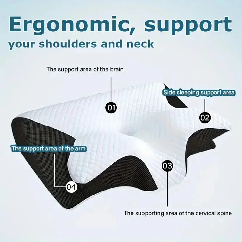 Sleep Memory Pillow Butterfly Memory Foam Neck Pillows Contoured Sleep For Neck Pain Relief Stomach Support Comfortable Pillow