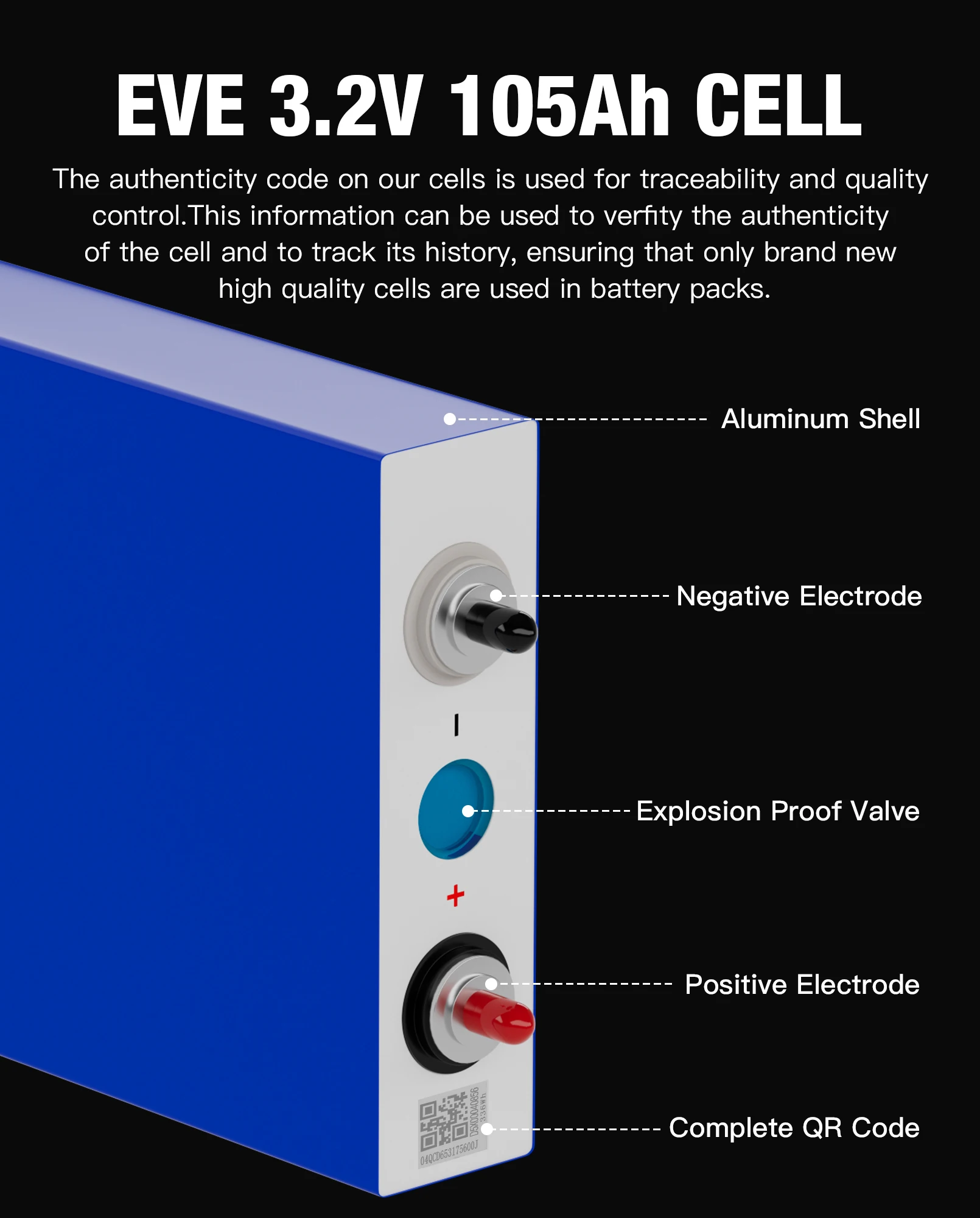 DIY 3.2V 105Ah Lifepo4 Rechargeable Battery Lithium Iron Phosphate Cell Long Cycle Life For DIY 12V 24V 48V Battery Pack