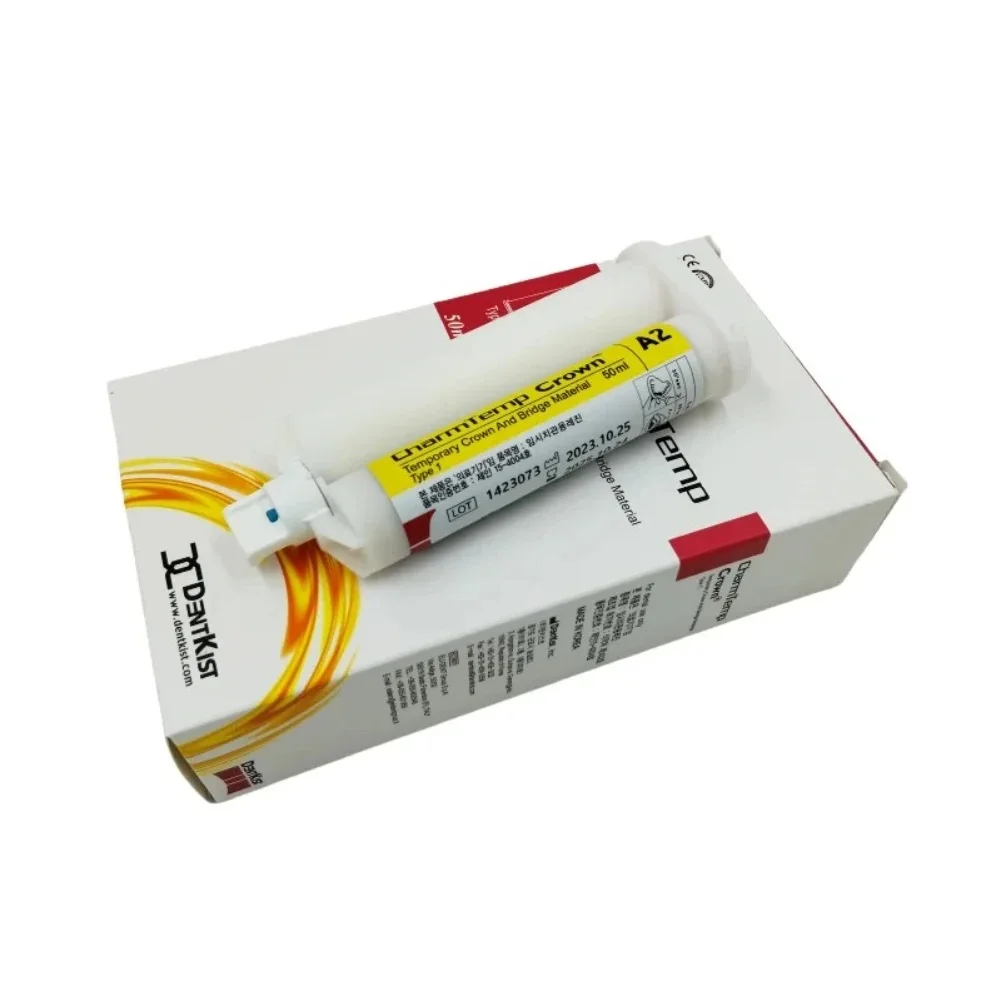Original DENTKIST Temporary Crown Bridge Material 50ml Denture Pattern Resin A1/A2/A3/B Shade Impression Dispensing Gun Mix Tips
