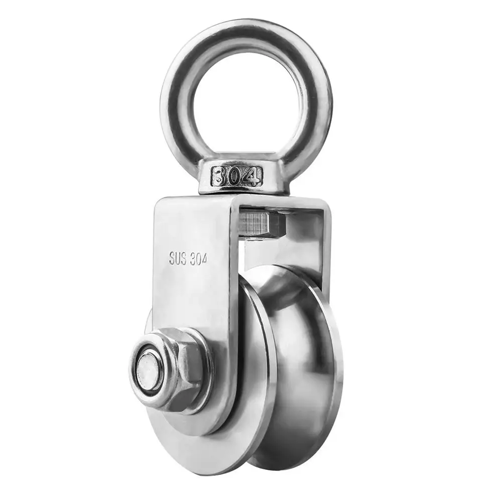 Pulley Wheel Stainless Steel Duplex Bearing Super-Silent Detachable 360 Degree Rotation Pulley System Gym Loading 500KG