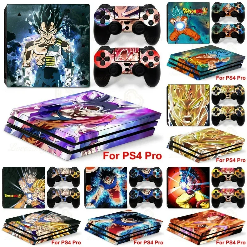 Pegatinas de Dragon Ball Z para SONY PS4 Pro Slim, Figura de Dibujos Animados de Son Goku, Calcomanías de Cuerpo Completo para el Control, Regalo Genial para Gamers