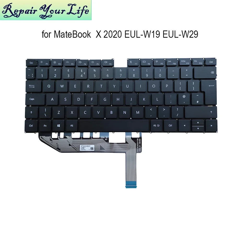 UK GB Laptop Keyboard For Huawei Matebook X 2020 EUL-W19P EUL-W19 EUL-W29P EUL-W29 Replacement Keyboards NSK-380BH 9Z.NGMBH.00F