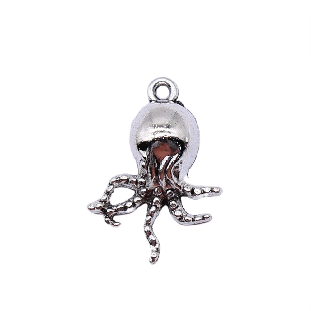 

150pcs 15x21mm Octopus Pendant Charms Wholesale Antique Silver Color For Jewelry Making Zinc Alloy Jewelry Findings