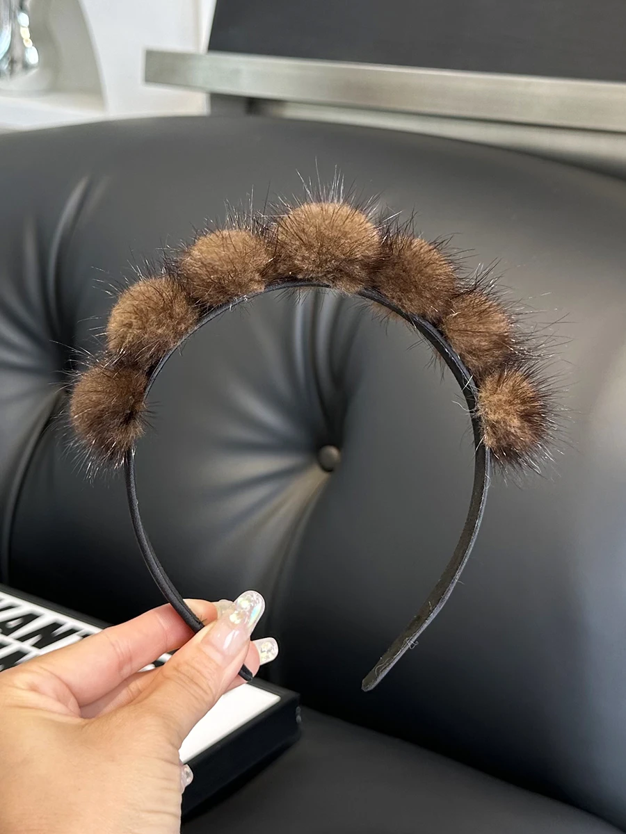 100% Prawdziwe opaski z futra norek Kobiety Luksusowa zimowa wysokiej jakości opaska do włosów z prawdziwego futra Lady Fashion Hair Hoop Furry Gift