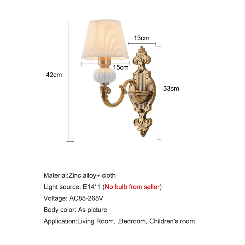 Creative European Style Fabric Wall Lamps Living Room Ceramic Lamp Dining Room Hallway Balcony Bedroom Bedside Lighting Fixture