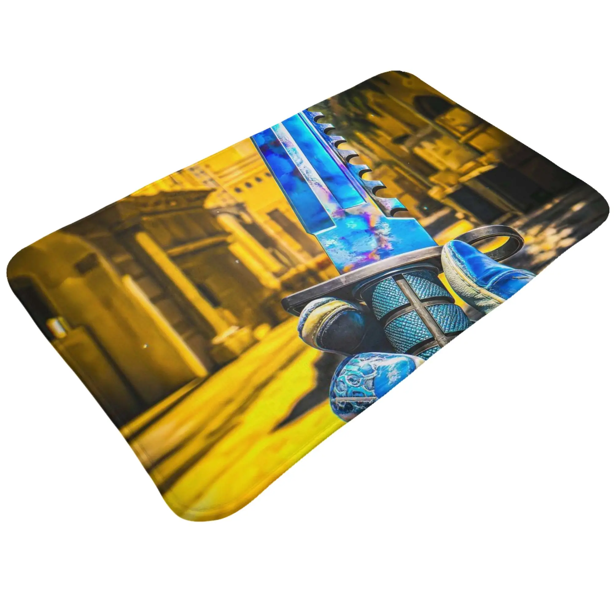 Blue Karambit Knife Desert Scene Print Non-slip Mat Bedroom  Entrance Doormat Home Decor