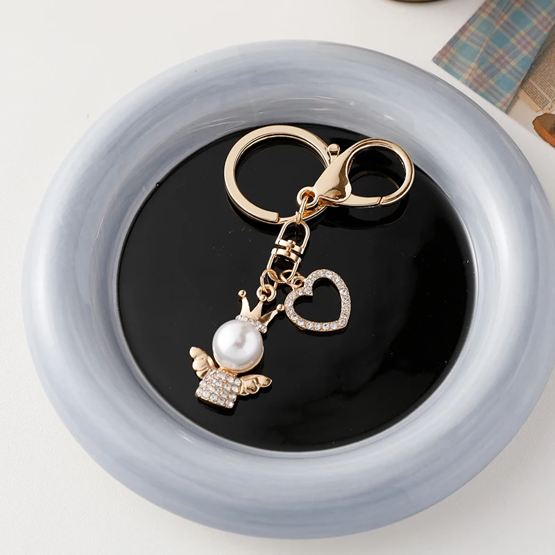 Cute Angel Pearl Alloy Keychain Girl's Bag Jewelry image 4