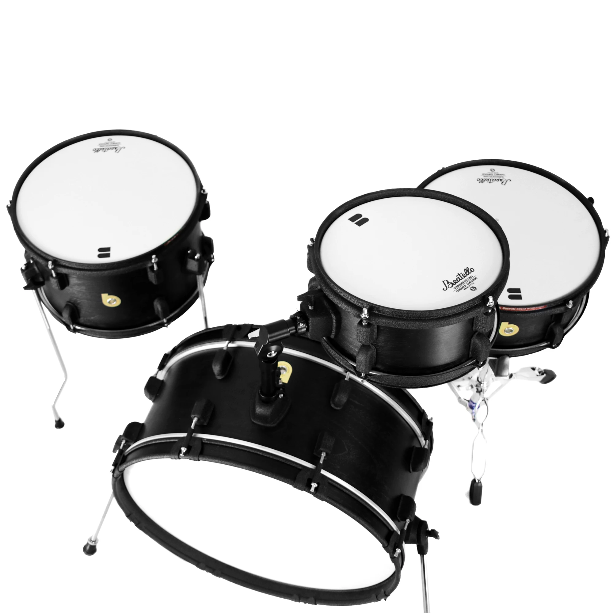 Professional 4-Piece Drum Set Kit 420 Club Cocktail Series Black Metal Percussion Instrument With Drum Chamber