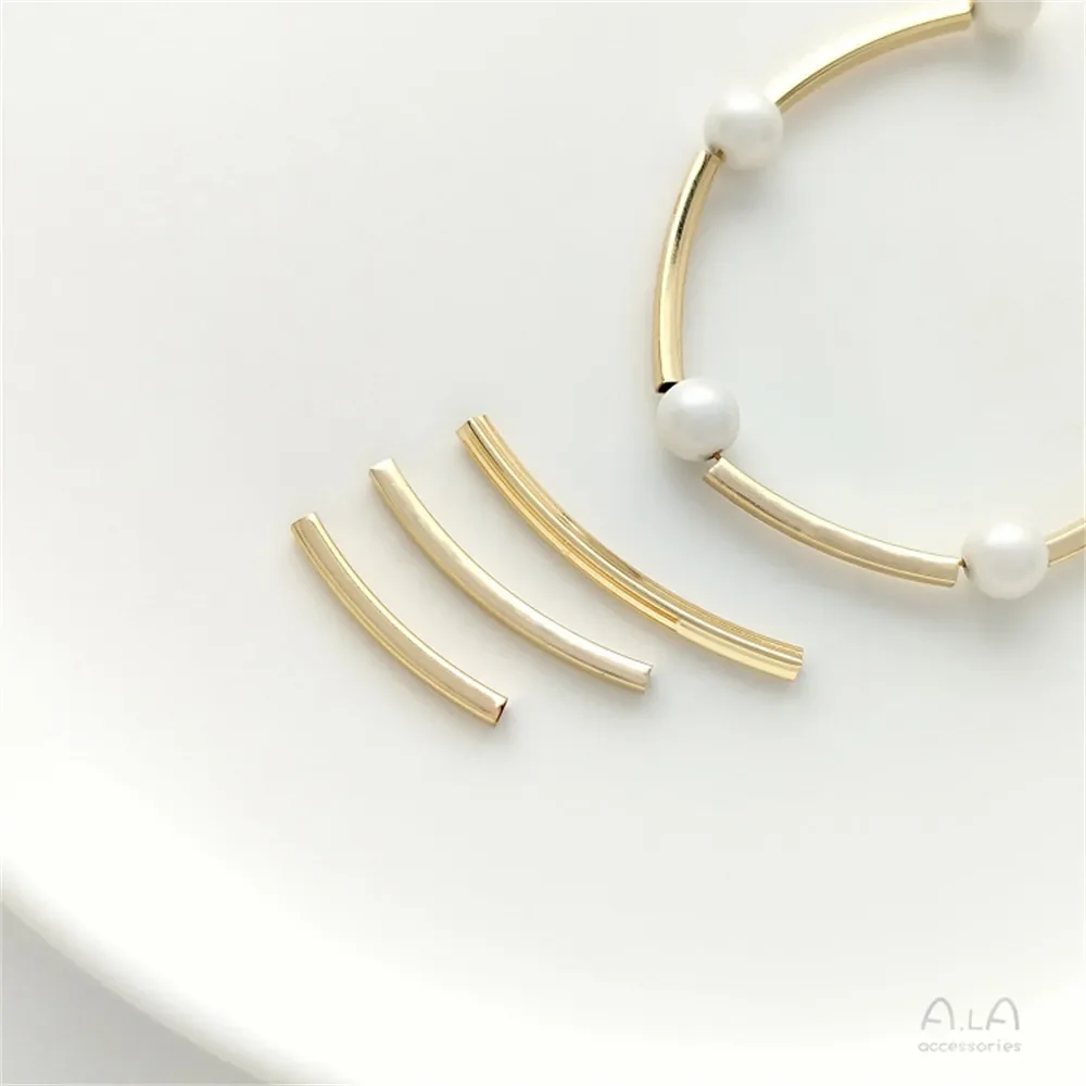 

14K Gold Color Square Bend Handmade Beaded Square Tube Accessories DIY Wearing Bracelets Necklaces Handcrafted Jewelry Materials