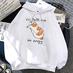 No Talk Me Angry Cat Cute Print Hooded Men Women Aesthetic Trendy Plus Size Hoodies Wygodna bluza unisex Classic