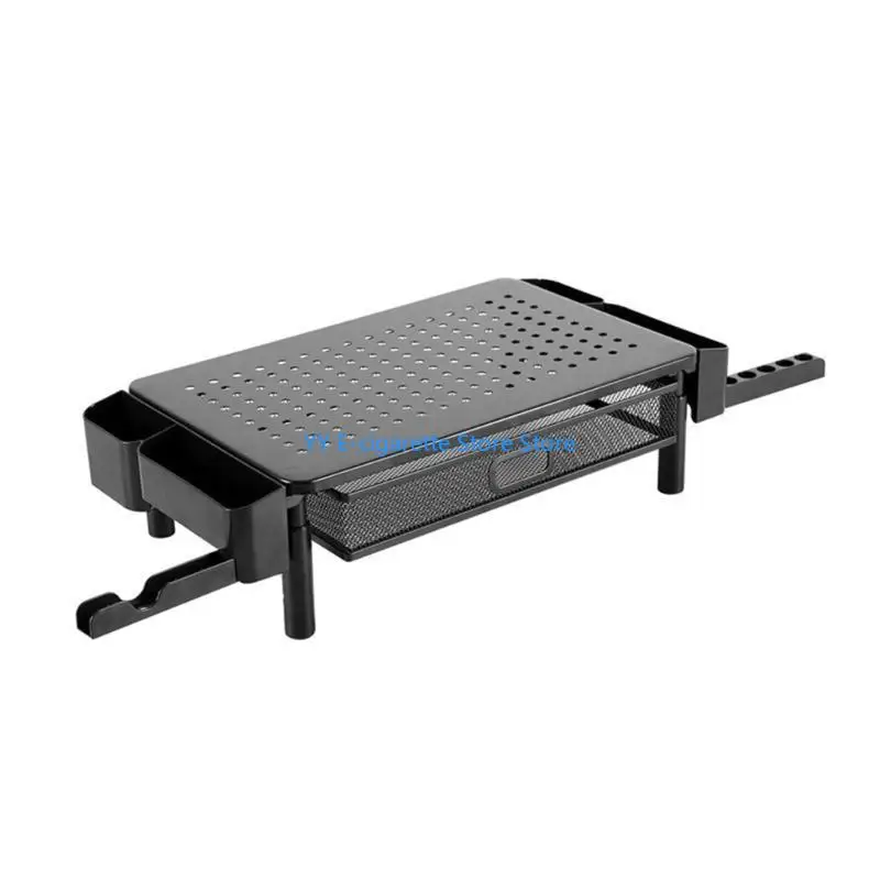 

Metal Screen Stand with Ventilation Drawer and Side Storage 3 Height Level Stand
