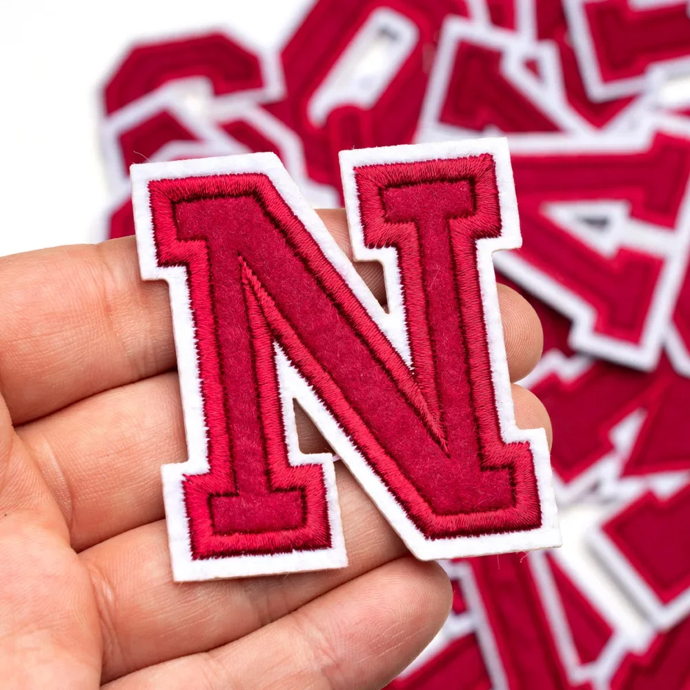 Red White Edge 26 Letters Computer Embroidery Patch Car Decoration Accessories