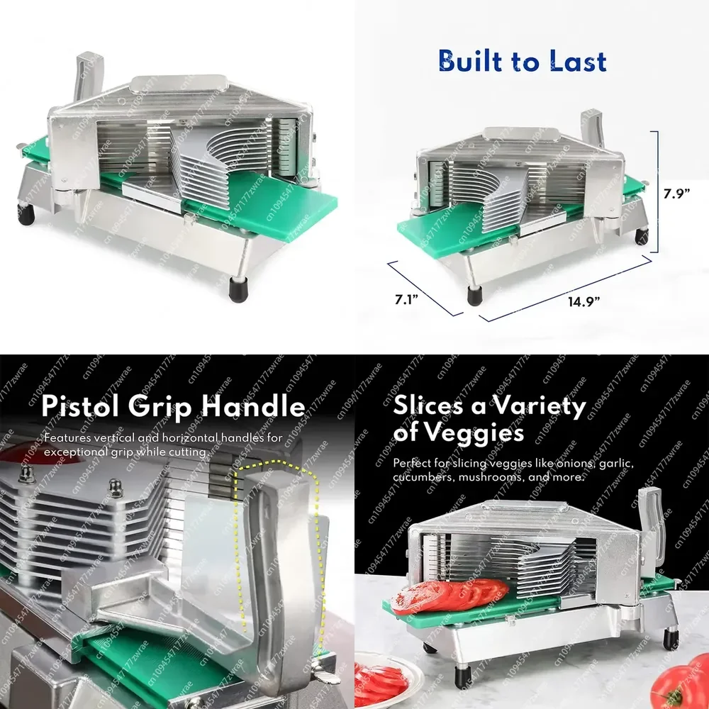 KH-H00525 Commercial Stainless Steel & Aluminum Manual Silver Tomato & Vegetable Slicer with Interchangeable Blades