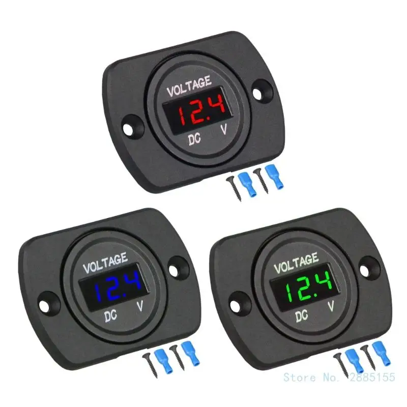 LED Digital Car Voltmeter with Waterproof Display Panel Real Time  Monitoring Compatible for Vehicle Power System