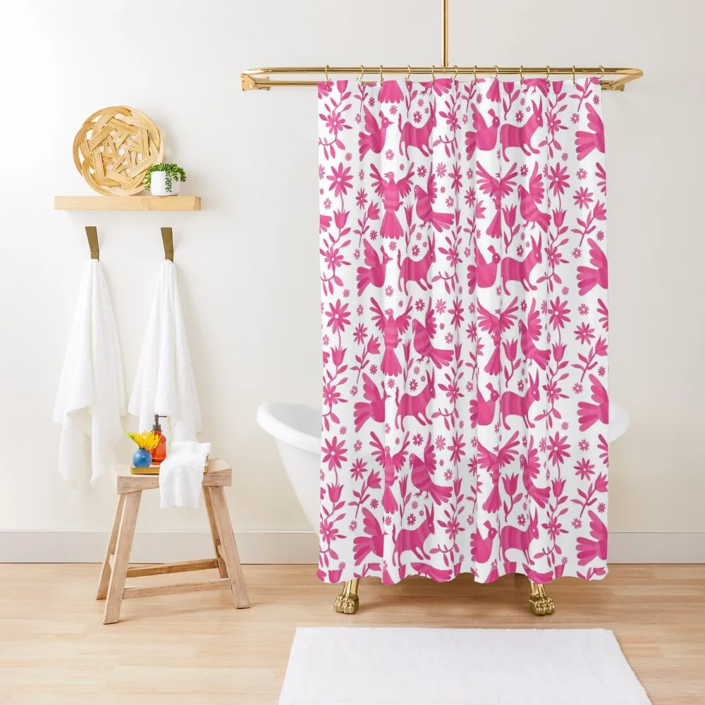 

otomi, pink otomi texture, mexican otomi, mexican art, mexican craft, folk, otomi texture, patter Shower Curtain