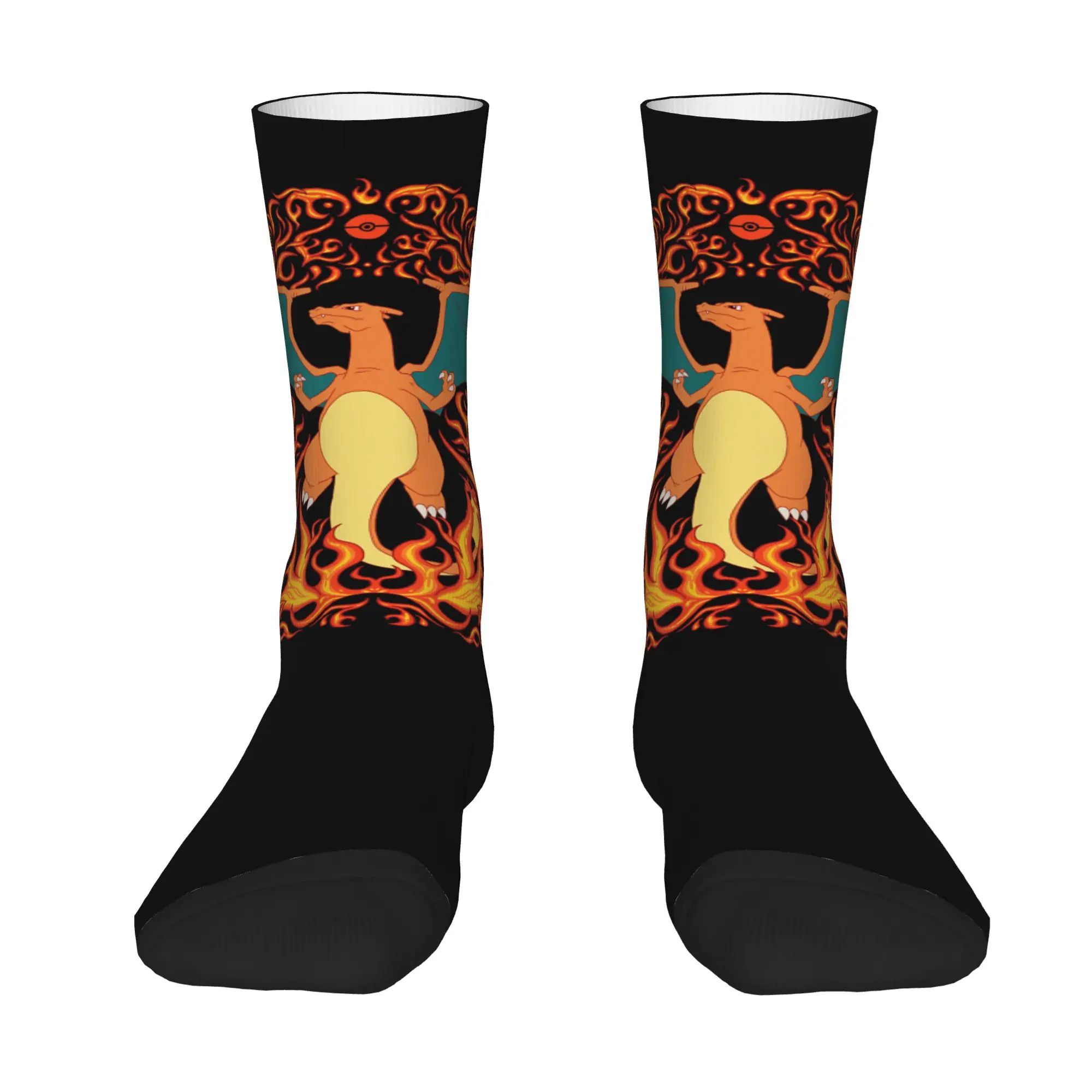 cycling socks Pokemon   Charizard Fire Type Flames Generation 1 Crazy Men's compression Socks Unisex items Crew Sock