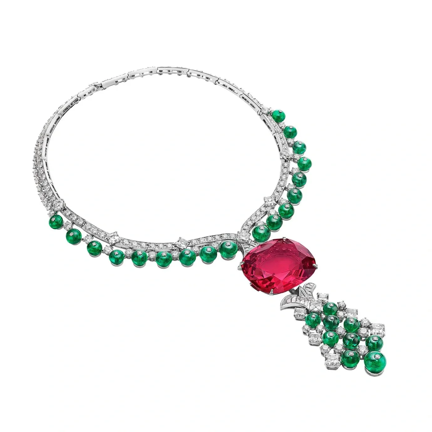 925 Sterling Silver Necklace Artificial Rubellite Cushion 29*35mm Tourmaline Vintage Royal Fine Jewelry for Women's Wedding Gift