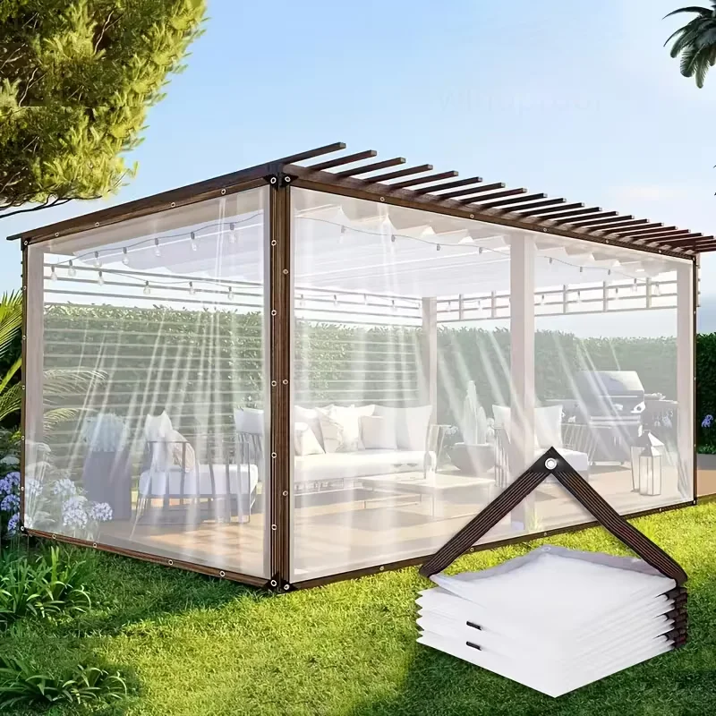 Clear Waterproof Tarp Transparent Poly Tarpaulin Anti Tear Cover with Rustproof Grommets for Patio Garden Chicken Coop