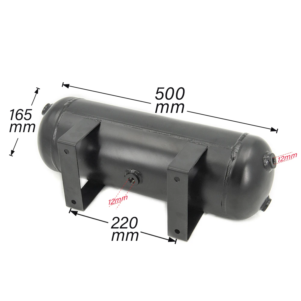 3 Gallon Aluminum Air Cylinder Air Tank Pneumatic Air Suspension System Tunning Vehicle Parts 1/4 NPT Holes