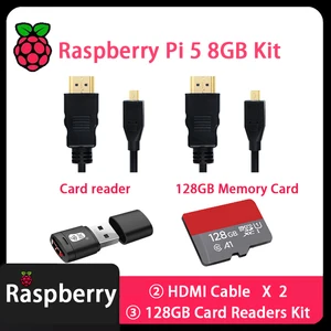 Raspberry PI 5 8GBボードおよびPI5 8GBキット、BCM2712、128GBカード、ラジエーター、電源、PI5 8GBボード、カードリーダー、HDMIケーブル 8ベストセールスオレンジPI 8GB RAM -№7