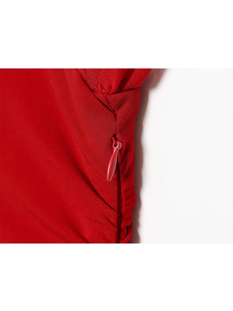 TFMLN Women Sexy Mesh Splice Mini Dress Pure Color Round Neck Sleeveless Dress New Summer Style Ladies Folds Elegant Short Dress